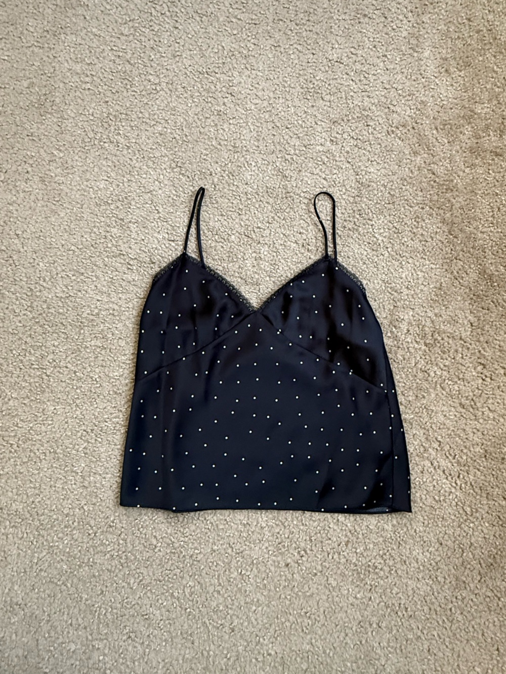 Vince Black Polka Dot Satin Cami